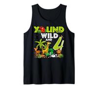 4 ° compleanno Young Wild e io sono 4 Safari Jungle Animal Canotta