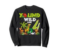 4 ° compleanno Young Wild e io sono 4 Safari Jungle Animal Felpa