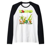 4 ° compleanno Young Wild e io sono 4 Safari Jungle Animal Maglia con Maniche Raglan