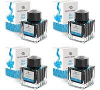 4 Confezione - Premium IN Bottiglia Inchiostro 50ml per Fontana Penne - Blu Nero