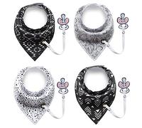 4 confezione unisex bambino bambino bandana bava bavaglini con ciuccio catena super sicuro e di puro cotone assorbente