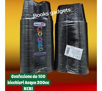 4 Confezioni (400 Pezzi) Bicchieri Acqua Color in Plastica 200cc NERI per Feste