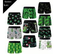 4 confezioni casuali di slip da bambino, stampe miste di dinosauri e mostri pixel, delicati sulla pelle, traspiranti 6Y,7Y,4Y,5Ystampa dappertuttoTessuto in maglia