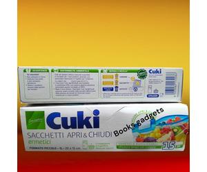 4 Confezioni Cuki Sacchetti Apri e Chiudi Ermetici 20x15cm x Frigo Congelatore