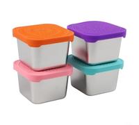 4 Confezioni da 6 Oz Scatole Pranzo Acciaio con Coperchi Silicone per Snack Merenda Scuola