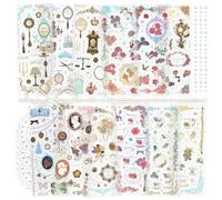 4 Confezioni di Adesivi per Album di Ritagli Vintage Adesivi Decorativi per Planner Adesivo Estetico Glitter Adesivo a Fiore Stile Corte retrò Goffratura in Lamina Argento per Creazione di (Castle)