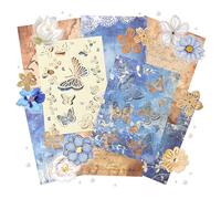 4 confezioni di ritagli di pizzo floreale e set di adesivi di carta decorativa a forma di farfalla floreale, a forma di pianta, per scrapbooking, fustellati, adesivi lucidi per diario (Sophie)