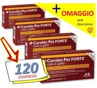 4 CONFEZIONI (+OV) CAROBIN PET FORTE da 30 Compresse per CANI e GATTI - PROMO
