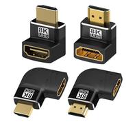 4 connettori HDMI ad angolo, HDMI 2.1 maschio a femmina 90 gradi e 270 gradi 8K@60Hz/4K @120Hz 48Gbps supporto HDR/VRR/QMS/ALLM, adattatore HDMI angolare per PC, laptop, interruttore HDTV, PS4, PS5