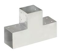 4 connettori per pali zincati, a forma di T, 101 x 101 mm, per serrature stabili, giardino e costruzioni, metallo robusto per connessioni sicure