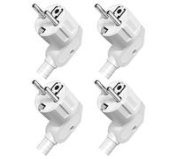 4 connettori Schuko, IP20 Schuko per interni, spina europea in plastica 250 V (16 A) per cavo da 8 a 10 mm, IP20 per interni - bianco