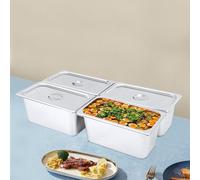 4 contenitori GN 1/3, in acciaio inox con coperchio, profondità 6", contenitore professionale da 5 litri, 32,5 x 17,5 x 15 cm