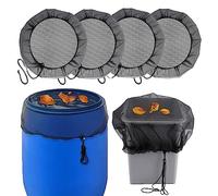 4 contenitori per acqua piovana in rete con cordoncino, diametro 95 cm, regolabile, resistente alle intemperie, zanzare, repellente per acqua piovana, protezione da foglie e insetti