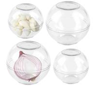 4 contenitori per cipolle per cipolle, aglio, in plastica trasparente, per conservare cipolle, diametro 7 e 9 cm, palline di conservazione dell'aglio