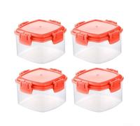 4 contenitori trasparenti per alimenti, 55 ml, con coperchio a chiusura ermetica con clip di chiusura, per snack, preparazione e uso dei pasti (rosso)