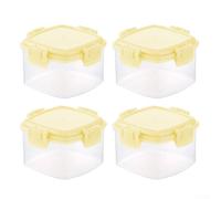 4 contenitori trasparenti per alimenti, 55 ml, con coperchio a chiusura ermetica con clip di chiusura, per snack, preparazione e uso dei pasti (giallo)