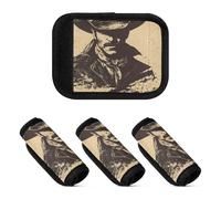 4 coperture elastiche per maniglie dei bagagli, con sagoma di cowboy occidentale, colore nero, per borse da viaggio, Bella silhouette cowboy occidentale nero, 1 sizex4
