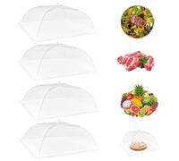 4 coperture per alimenti pieghevoli per tenda, ombrello, copertura per alimenti, a cupola, riutilizzabili e pieghevoli, in rete, per tenere lontane mosche, zanzare, insetti, feste, barbecue, campeggio