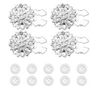 4 coperture per bottoni con strass, 10 bottoni con strass, bottoni in cristallo bianco argentato, 10 mm, bottoni a forma di stella, per uomo e donna, decorazione per le vacanze, decorazioni