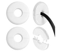 4 coperture per fori da parete per cavi, copertura rotonda divisa per l'ingresso dei cavi, 10 mm, passacavi attraverso la parete per la gestione dei cavi, copertura da parete bianca per cavi TV