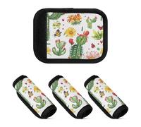 4 coperture per maniglie dei bagagli con fiori di cactus naturali bianchi, morbidi e robusti, per valigie e borse da viaggio, Natura Fiore di cactus bianco, 1 sizex4