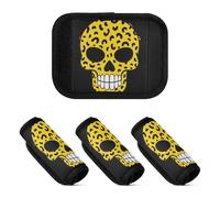 4 coperture per maniglie dei bagagli, gialle fredde, con teschio leopardato, per valigie, Teschio leopardo giallo freddo, 1 sizex4