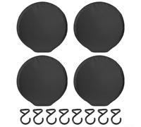 4 coperture per pneumatici di scorta per auto realizzate in poliestere 190T con ganci anti vento aggiornati per una maggiore stabilità e protezione contro gli elementi (nero L)