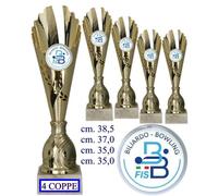 4 COPPE Art. 7244/S4 - Premiazione Serie da 4 coppe logo Federazione Biliardo