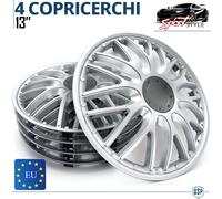 4 Copricerchi Auto 13 Pollici Universali Coppette Silver 10 Razze a Y MADE in EU