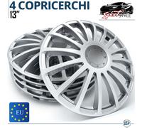 4 Copricerchi Auto 13 Pollici Universali Coppette Silver 16 Razze MADE in EU