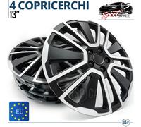 4 Copricerchi Auto 13 Pollici Universali Coppette Silver Nere 15 Razze MADE EURO