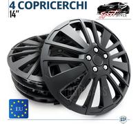 4 Copricerchi Auto 14 Pollici Universali Coppette Nere con 15 Razze MADE in EU