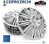 4 Copricerchi Auto 14 Pollici Universali Coppette Silver 12 Razze MADE in EU