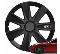 4 COPRICERCHI AUTO UNIVERSALI 15" GTX NERO CARBONIO in ABS CERCHIONI