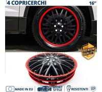 4 Copricerchi per Ford C-Max 2 10-15 16'' Pollici Coppette Nere Bordo Rosso 10 R
