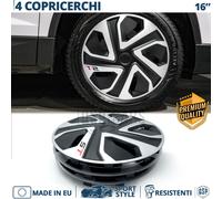 4 Copricerchi per Nissan Qashqai J10 10-14 16'' Coppette Silver e Nere 5 Razze M