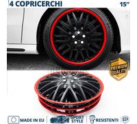 4 Copricerchi per Opel Adam 15'' Coppette Nere e Bordo Rosso con 10 Razze