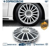 4 Copricerchi per Opel Adam 15'' Pollici Coppette Silver 16 Razze MADE EU