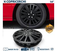 4 Copricerchi per Opel Adam Rocks 14'' Pollici Coppette NERE con 15 Razze MADE E