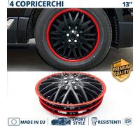 4 Copricerchi per Opel Astra F 13'' Coppette NERE e Bordo Rosso 10 Razze EU