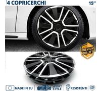 4 Copricerchi per Opel Astra G 15'' Coppette con 15 Razze Silver Nere MADE EU