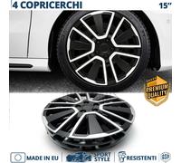 4 Copricerchi per Opel Astra K 15'' Coppette con 15 Razze Silver Nere MADE EU