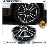 4 Copricerchi per Opel Astra K 16'' Coppette 15 Razze Silver Nere MADE IN EU