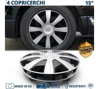 4 Copricerchi per Opel Movano A 15"" Pollici Coppette Silver Nere MADE in EU