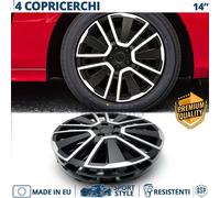 4 Copricerchi per Opel Omega A 14'' Coppette 15 Razze Silver Nere MADE in EU