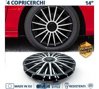 4 Copricerchi per Opel Omega A 14'' Coppette Silver Nere 15 Razze MADE in EU