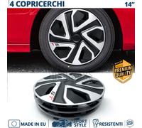 4 Copricerchi per Opel Omega A 14'' Coppette Silver Nere 5 Razze MADE IN EU