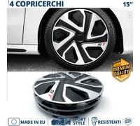 4 Copricerchi per Opel Omega A 15'' Coppette Silver e Nere 5 Razze MADE in EU
