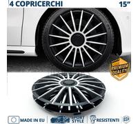 4 Copricerchi per Opel Omega A 15'' Pollici Coppette Silver e Nere 15 Razze EU