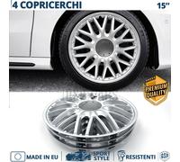 4 Copricerchi per Opel Omega B 15'' Coppette Silver 10 Razze a Y MADE in EU